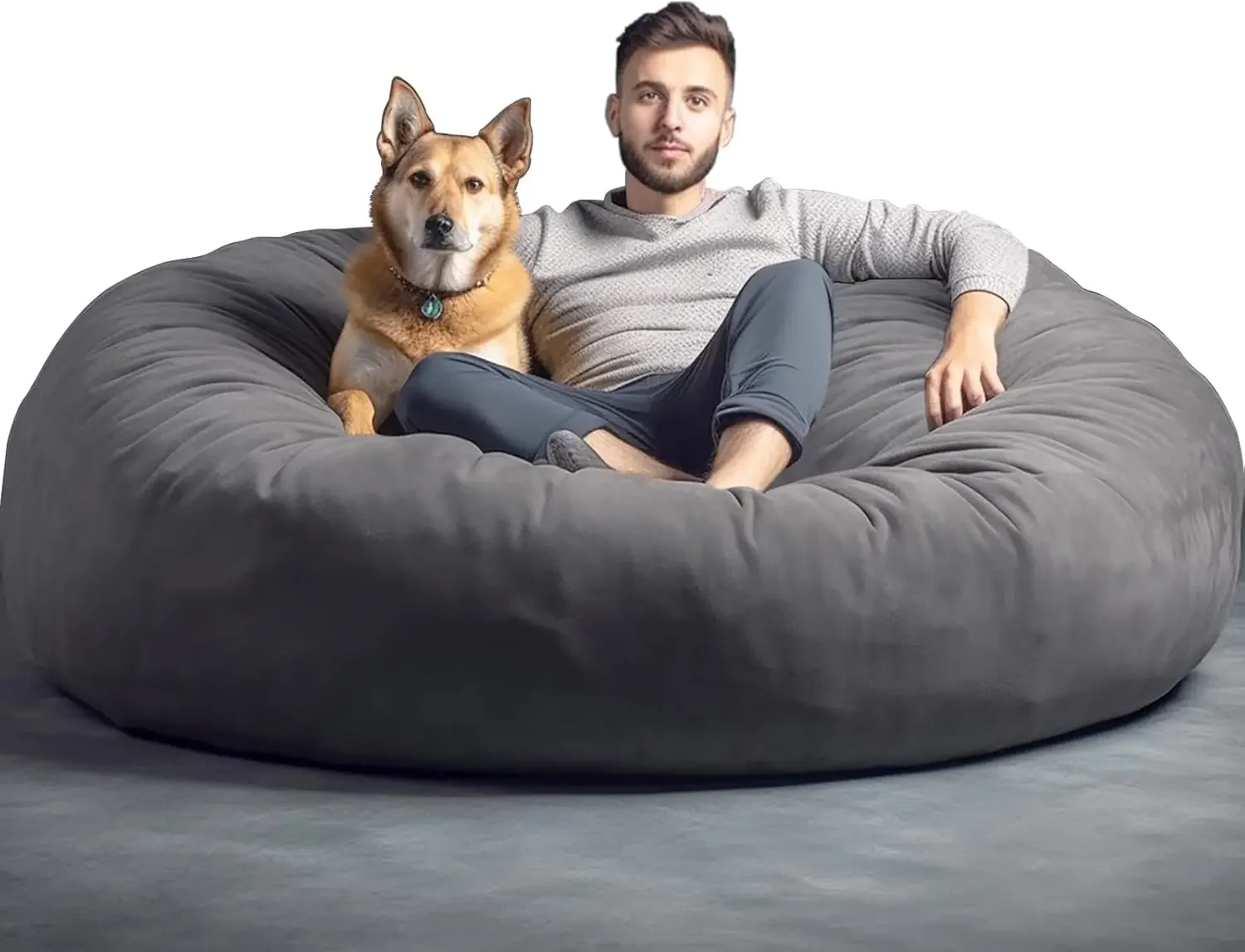 6' Big Giant Bean Bag Chairs for Adults Teens, Bean Bag Couch with Foam Filling, Removable Micro Suede Cover & Inner Liner, Easy