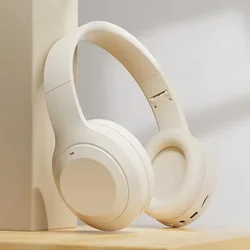 Wireless Over Ear HIFI Stereo Headphones with Noise Reduction and Sports/Gaming Support (Beige)