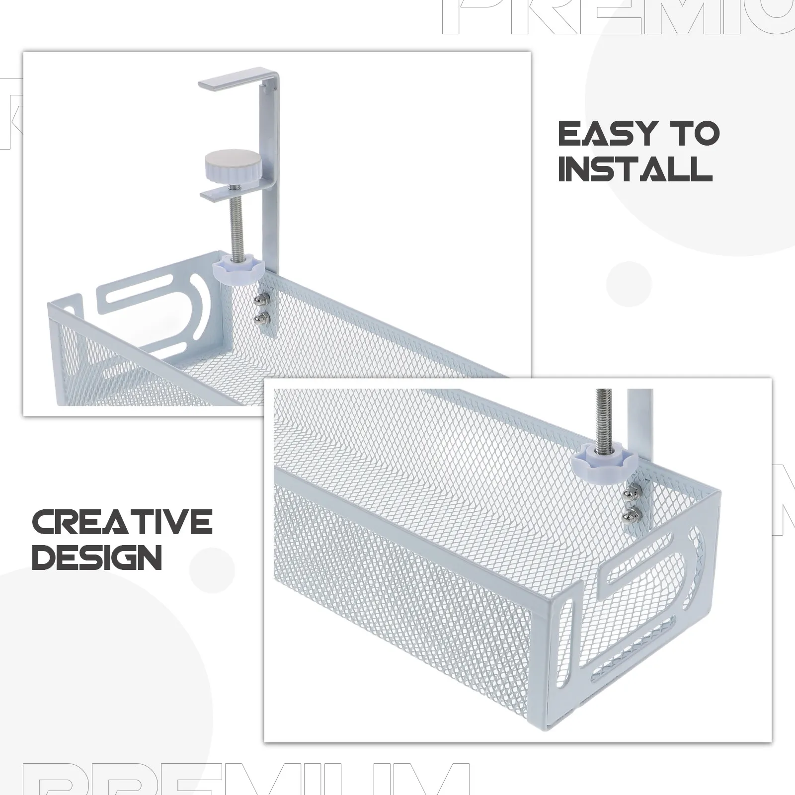 데스크 와이어 정리함 케이블 관리 데스크 아래 케이블 보관 랙 메쉬 그리드 트레이 깔끔한 작업 공간 사무실 가정용