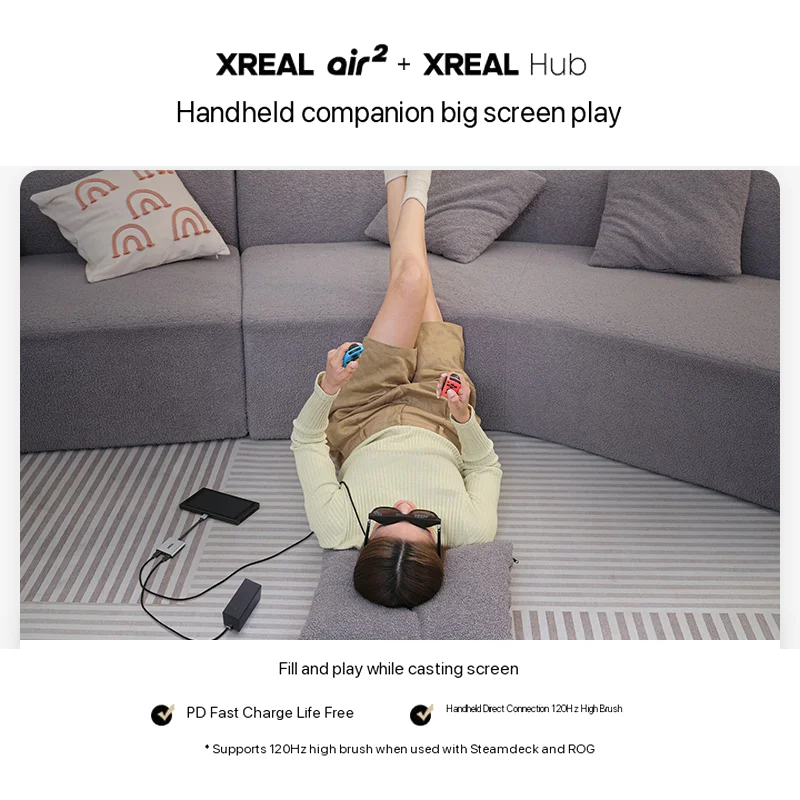 XREAL Hub for Xreal AR Glasses Charging and Using Adapter For Switch Handheld Direct Connection 120Hz High PD Fast Charging 3d projector glasses