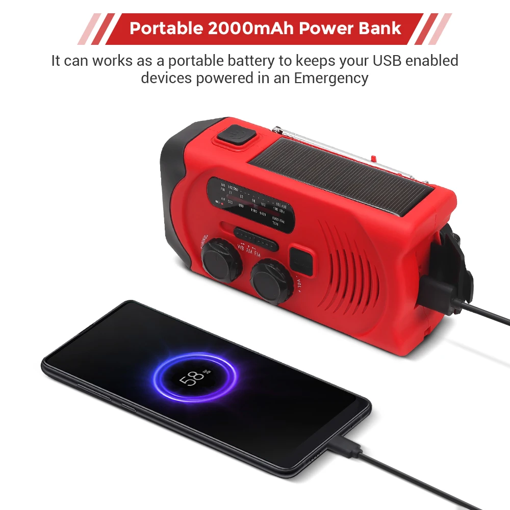 Camping Light Handheld Flashlight Bike Flashlight Mini Led Light Survival Signal Light Solar Powered Lamp Pocket Flashlight Mini Led Night Light Inspection Lamp Desktop Light Portable Solar Hand Crank Radio FM AM NOAA Weather Radio USB Charging Emergency LED Flashlight Power Bank Tactical 2000mAh