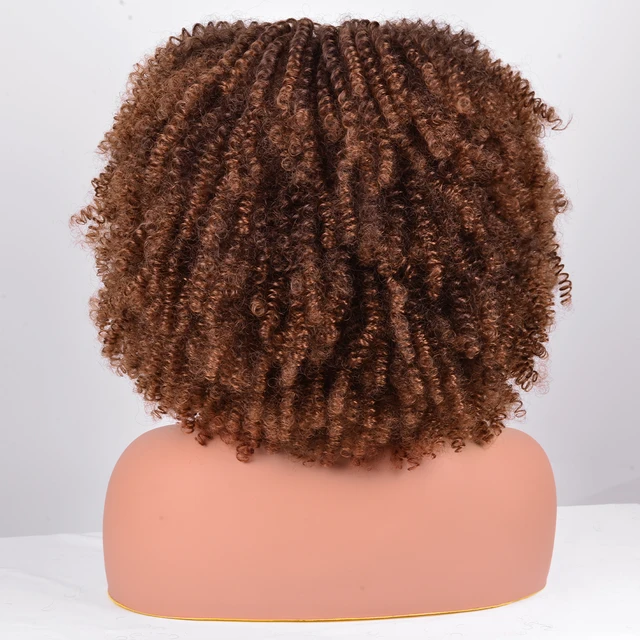 Colour Contrast Synthetic Curly Wigs With Bangs 47