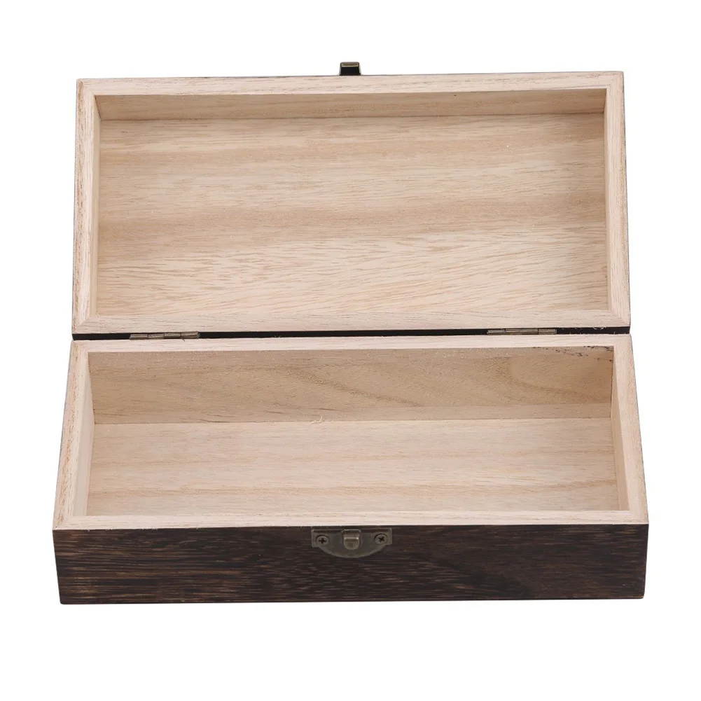 Retro-Schmuckaufbewahrungsbox aus Holz, Vintage-Holzbox mit Schloss, rechteckiger Schreibtisch-Organizer für Halskette, Armband, Ring, Ornamente – Detail 6