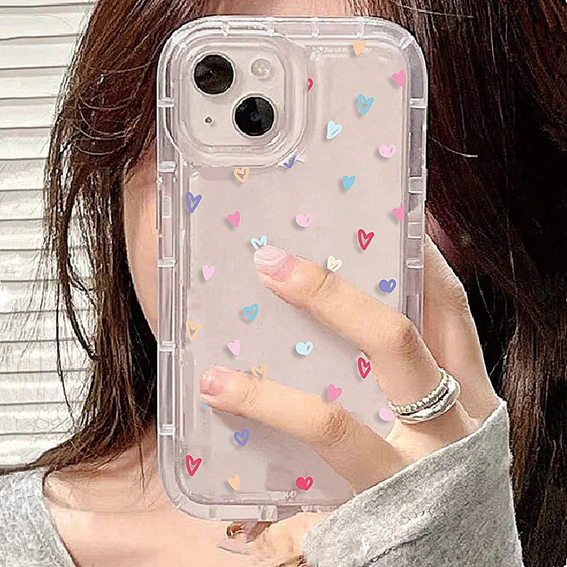 Colorful Love Small Flower Soft Anti-Drop Airbag Phone Case Cover