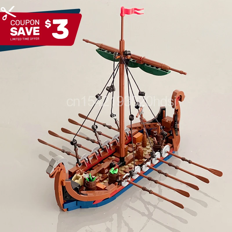 

MOC Medieval Military Viking Ship Model Building Blocks Sodiers Figures Boat Bricks Toys MOC-58275 Creative Expert Toys for Boys