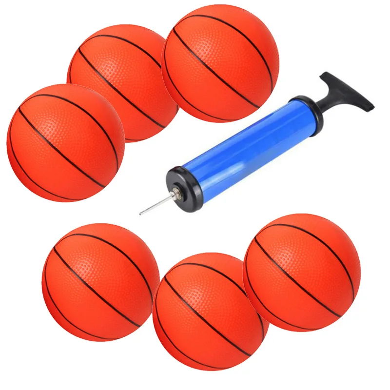 6pcs Small  Children Inflatable Basketballs With Pump Kids Sports Toy Convenient Fun Indoor Sports Parent-child Games Wholesale bullhorn noise makers football cheering loud megaphone plastic convenient sports child