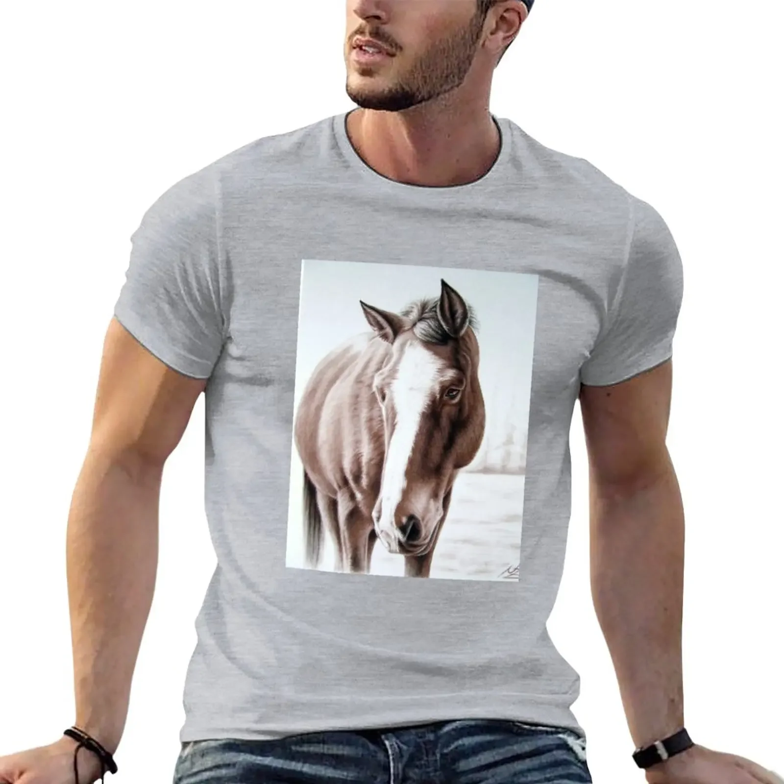 

Brown Horse T-Shirt Blouse summer top men workout shirt