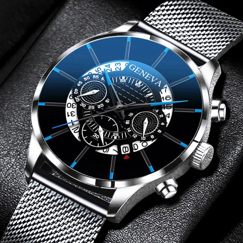 reloj hombre Luxury Mens Fashion Calendar Watches Men Business Stainless Steel Mesh Belt Analog Quartz Watch relogio masculino