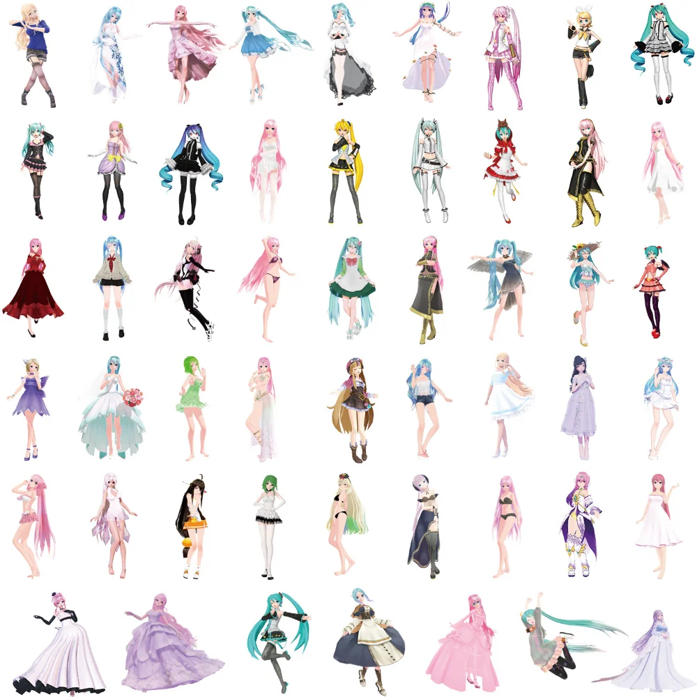 

50Pcs Mixed Cartoon Anime Girls Dressing Sticker Laptop Phone Skateboard Notebook Motorcycle Decoration Sticker Wholesale