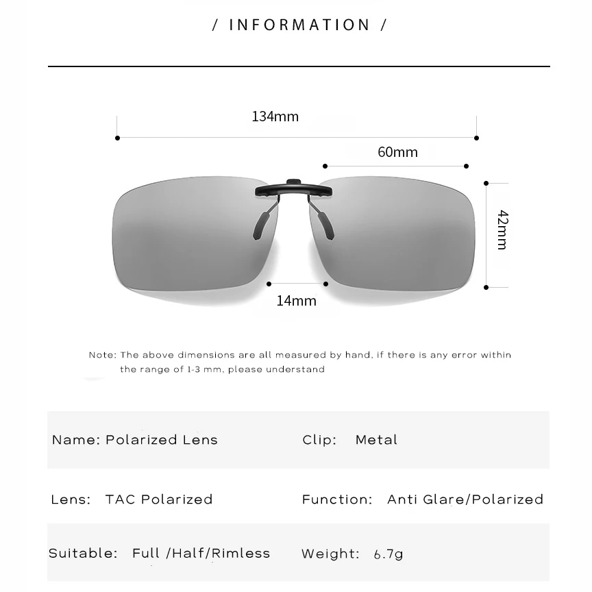 Polarized Clip-on Sunglasses Flip Up Over Prescription Glasses Anti-Glare  UK