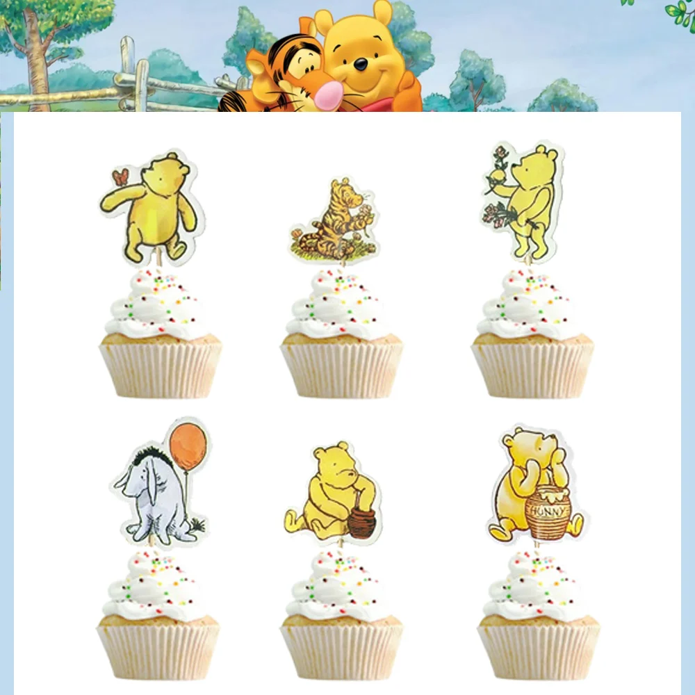 Disney Winnie the Pooh Birthday Party Supplies Cake Toppers Cup Cake Flags Happy Birthday Baby Shower Kids