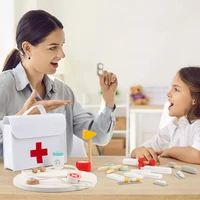 Wooden Pretend Play Doctor Educational Toy Simulation Medical Tool Medical Storage Bag Nurse Accessories Set Toy Gift for Kid 2