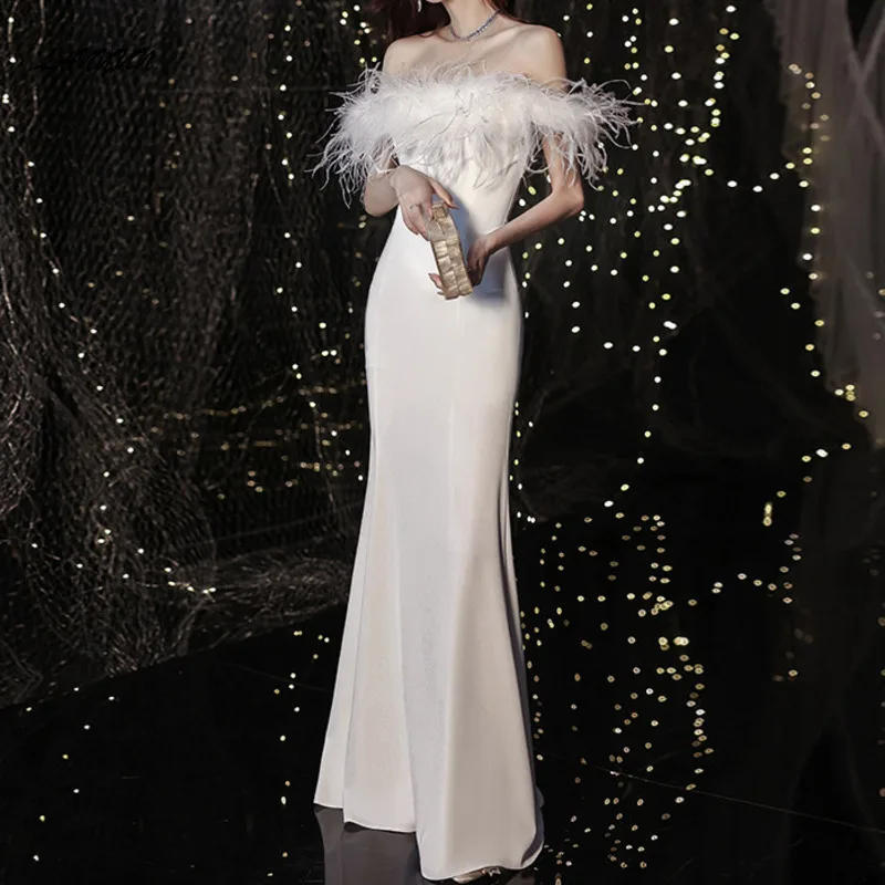 White Evening For Women 2024 New Fishtail Elegance Sexy Annual Dress