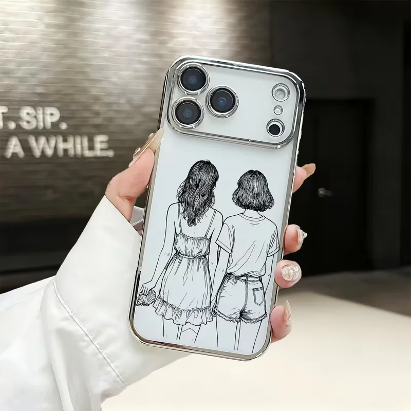 Personalized Customized Photo Sketch Lines Personalized Plating Transparent TPU Case thumbnail 12
