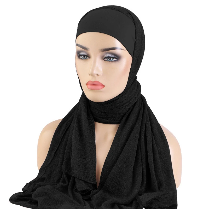 

One Piece Amira Instant Hat Hijab Scarf Muslim Women Pull On Ready Wear Long Scarf Shawl Stoles Turbantes Headscarf wrap Scarves