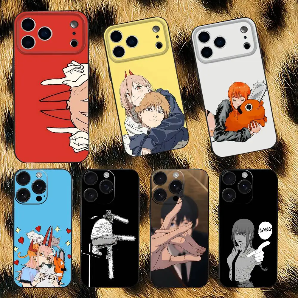Chainsaw Man Anime Black Soft Box Phone Case