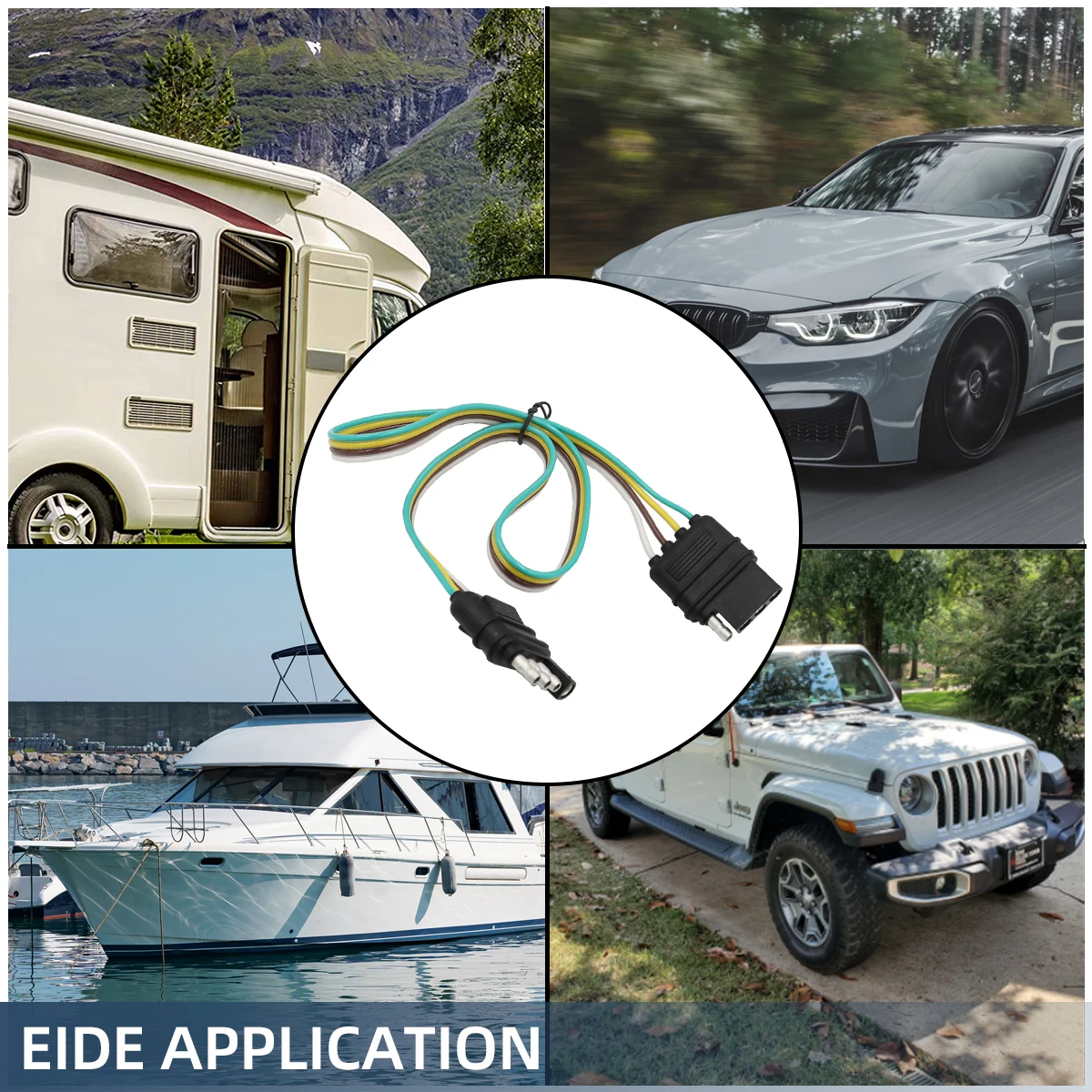 Trailer Plug Adapter Towing Adapter Towing Adaptor Trailer Plug Trailer Wire Power Cord The 4 Pin Connector Prong Plug Suite Wiring Harness Extension Pvc Light Adapter Kit Towing