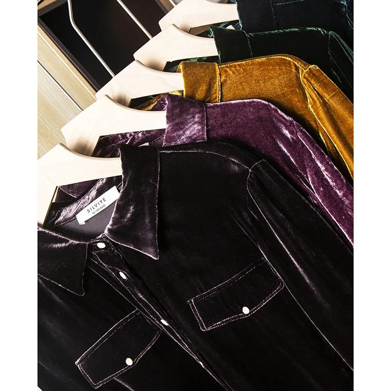 

Autumn Winter Silk Velvet Shirt Women's Long-sleeved Shirt Mulberry Silk Design Sense Niche Temperament Top 2023 New