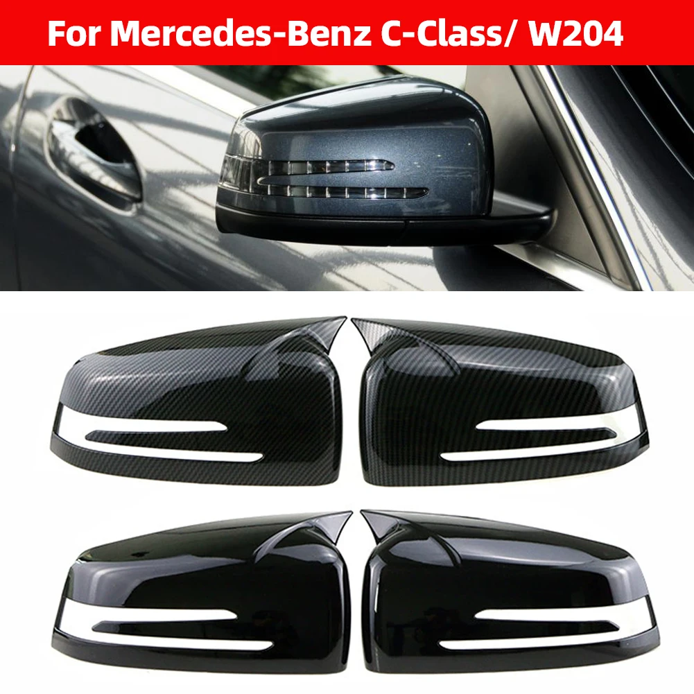 

2PCS Car Rear view Mirror Covers For Mercedes-Benz W204 E W212 W176 W246 CLS C218 GLA X156 ABS Carbon Fiber Gloss Black