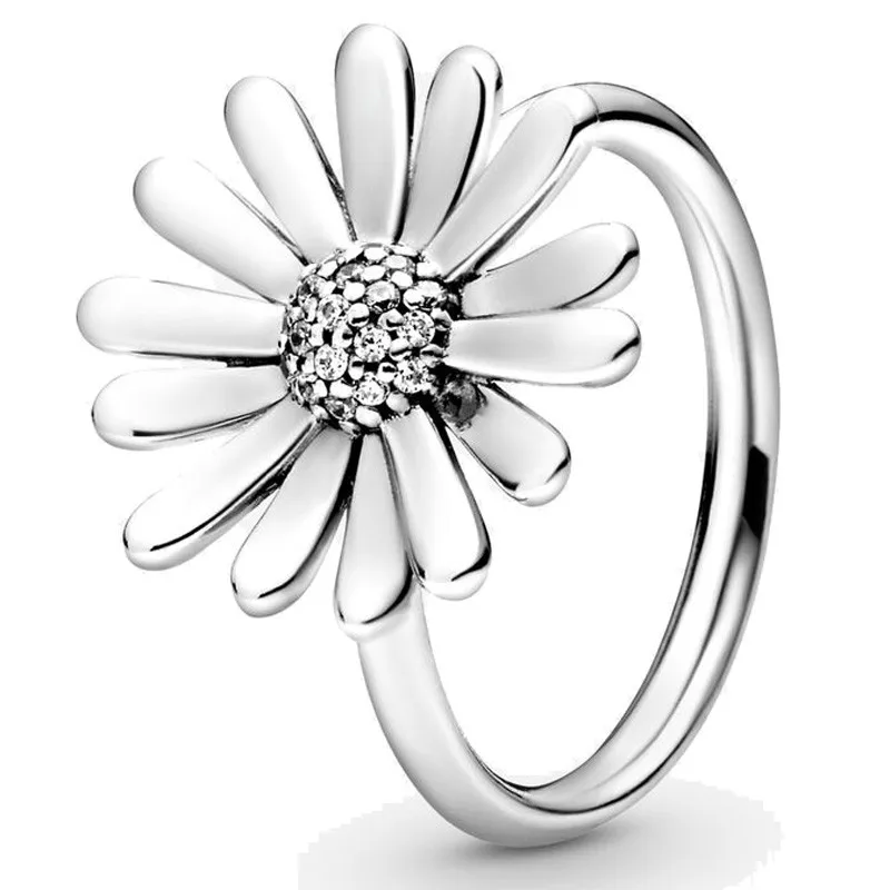 

Original Moments Pave Daisy Flower Statement With Crystal Ring For Women 925 Sterling Silver Wedding Gift Fashion Jewelry