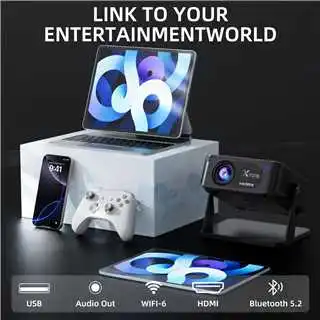 HA109 똑똑한 프로젝터 원주민 720P 4K 130ANSI 안드로이드 11 WiFi6 Bluetooth5.0 270° 회전가능한 홈 극장 프로젝터