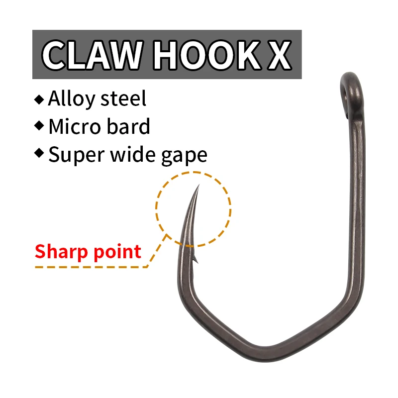 10 hameçons griffes pour carpe micro-ardillon - Large ouverture et revêtement PTFE