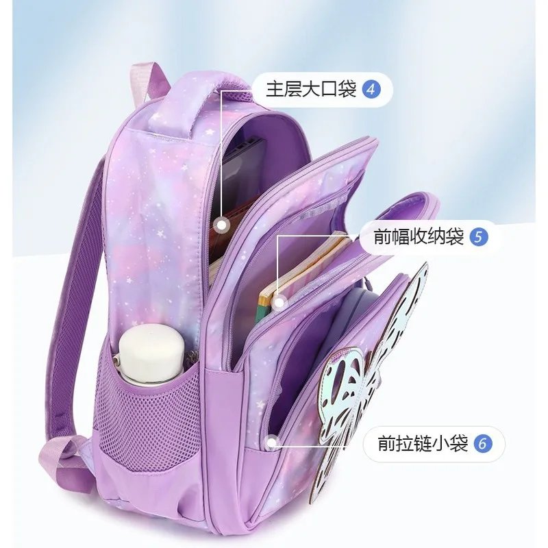 2024 Disney new girls' backpack, children's cartoon creative butterfly multifunctional and stylish versatile student backpack 5