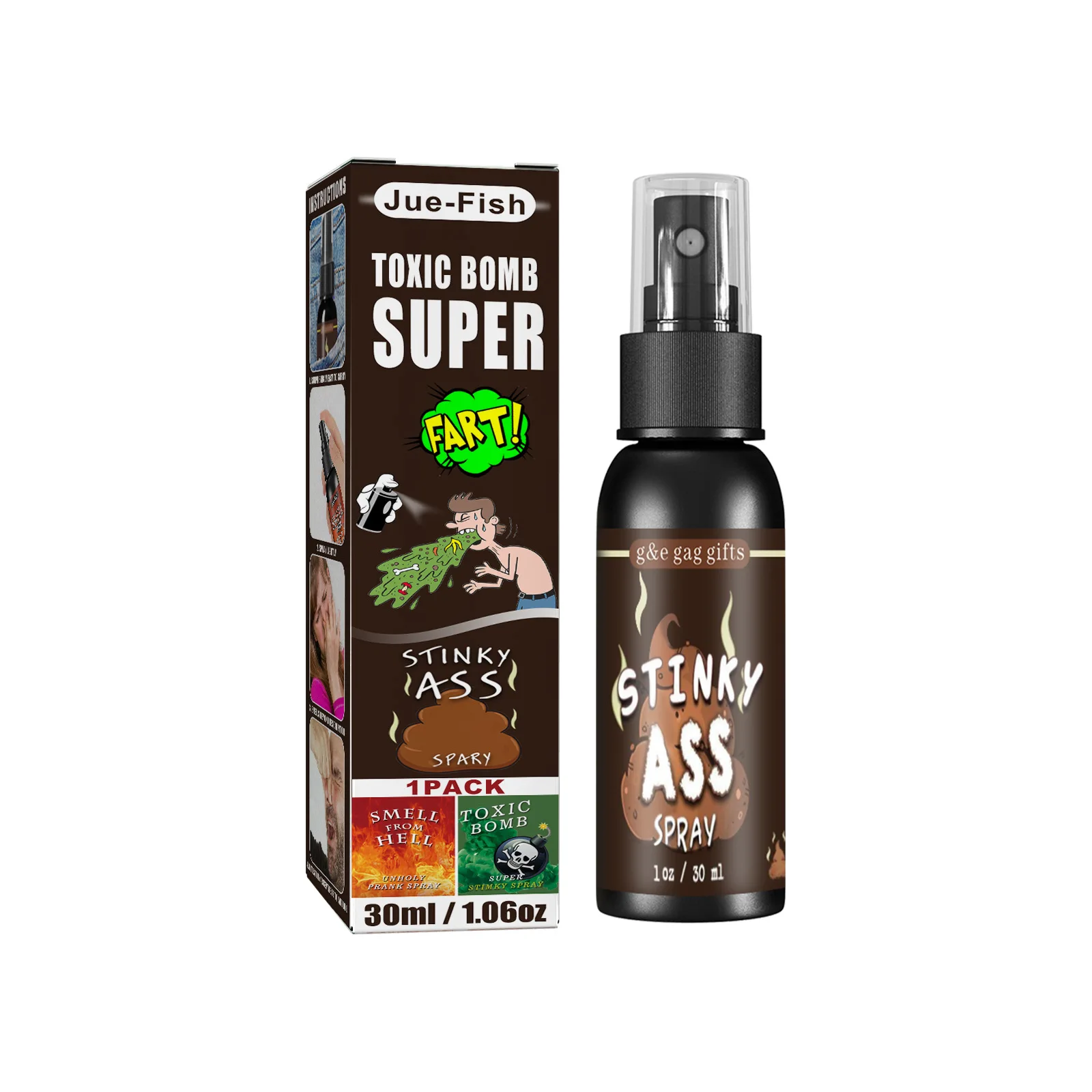 kengb Super Fart Stinky Sprays, 30 ml Stinky Ass Toxic Bomb Prank Fart  Spray, Fieses Fart Spray, das für Streiche schrecklich riecht : :  Spielzeug