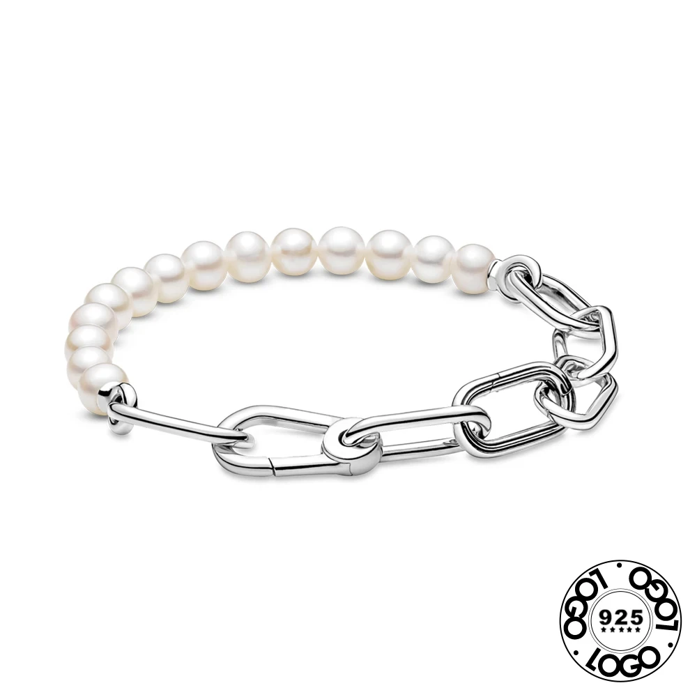 925 Sterling Silver, Pearl ME, Snake Chain, for Original Packaging With Logo Charm, Rose Gold Bracelet, Women's Jewelry, Gift