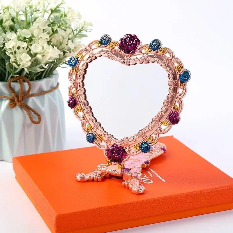 الأوروبي خمر شكل قلب مرآة اليد مرآة لوضع مساحيق ال...