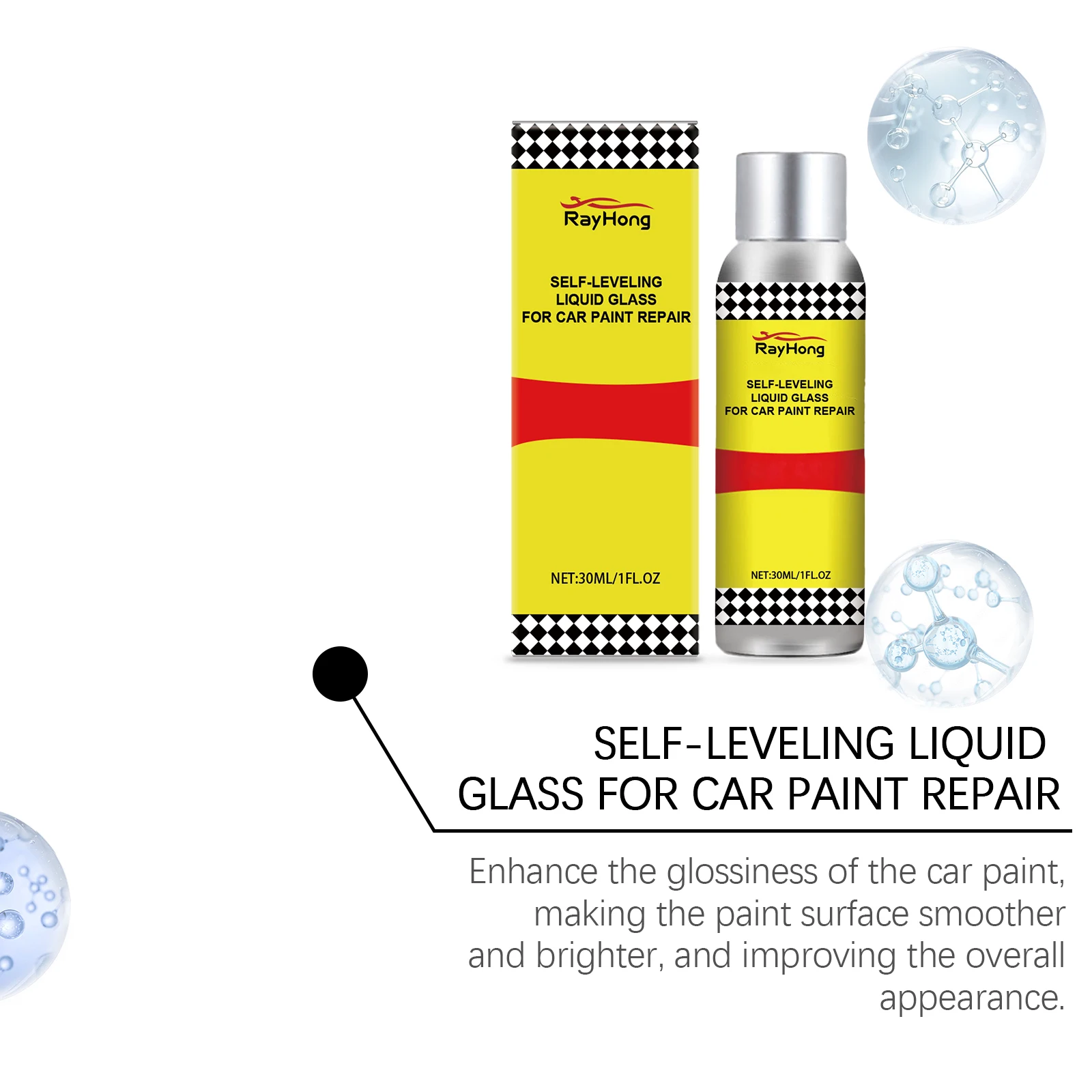 RAYHONG Self-Leveling Liquid Hydrophobic Glass Coating For Car Paint Repair 30ml Auto Body Paint Nano Ceramics Coating Agent