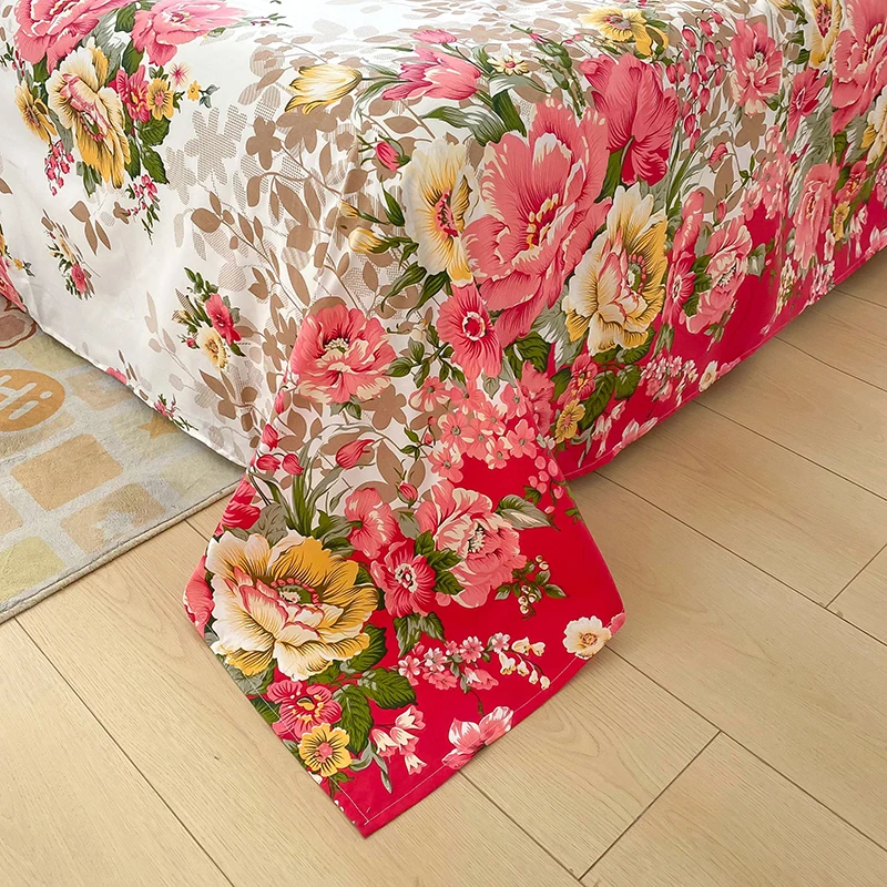 Bed Sheet Full Sets Flower Printed Flat Bed Sheets sabanas cama individual Single/Queen/King  Bedsheets for Double Bed Top Sheet 3