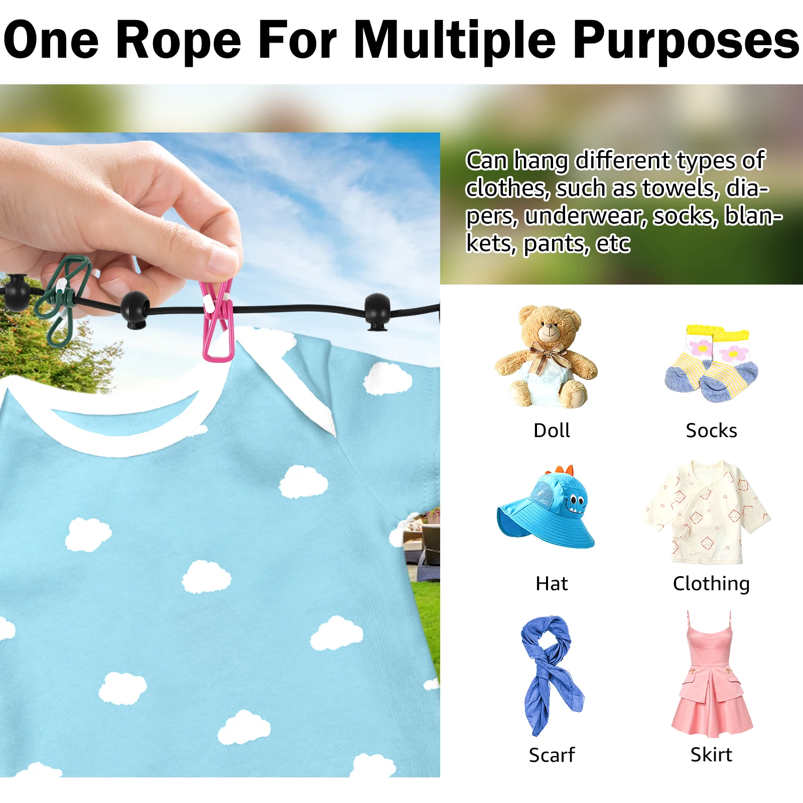 3-Piece Travel Clothesline Set 3