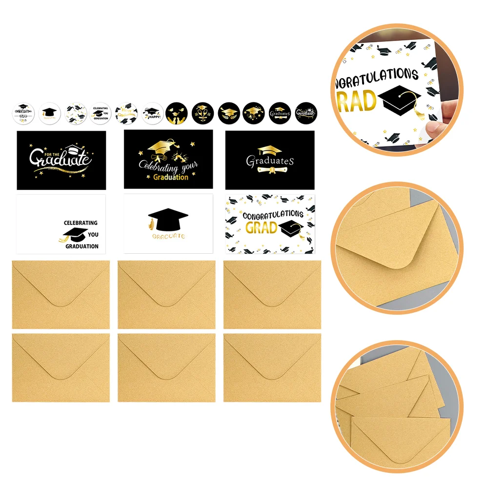 

6 Sheets Graduation Greeting Card School Presents Celebration Cards Paper Themed Creative