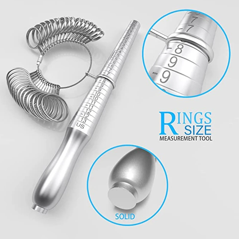 Tool Set Finger Size Mandrel with Polishing Cloth for Jewelry Measurement K3KF