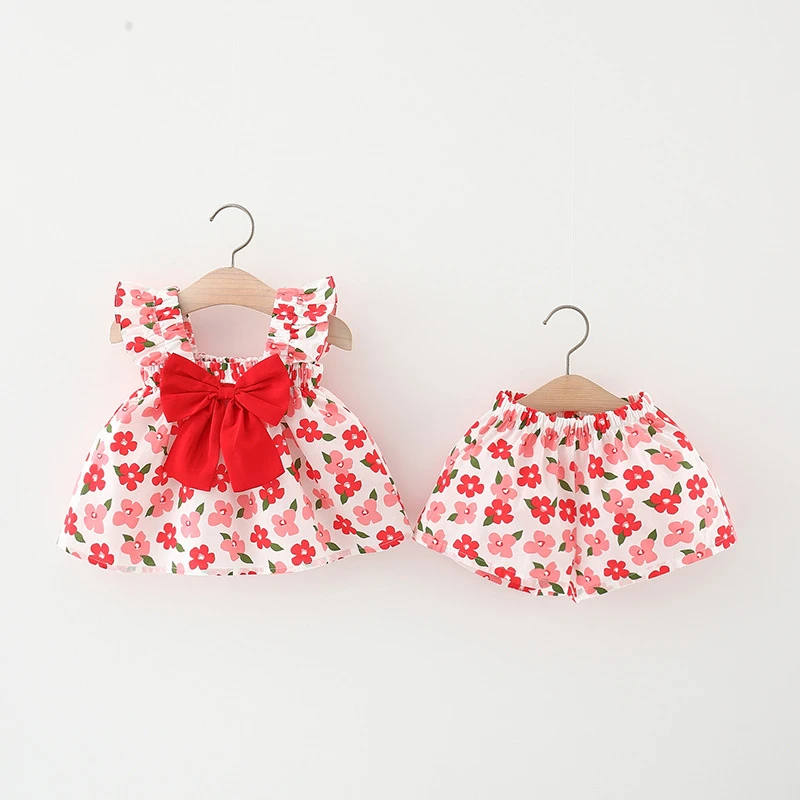 Baby Clothing Set luxury Baby Girls Clothes Sleeveless Dress+Short Pants 2PCS Outfits Set Floral Printed Cute Clothing Sets Summer Baby Sunsuit baby floral clothing set