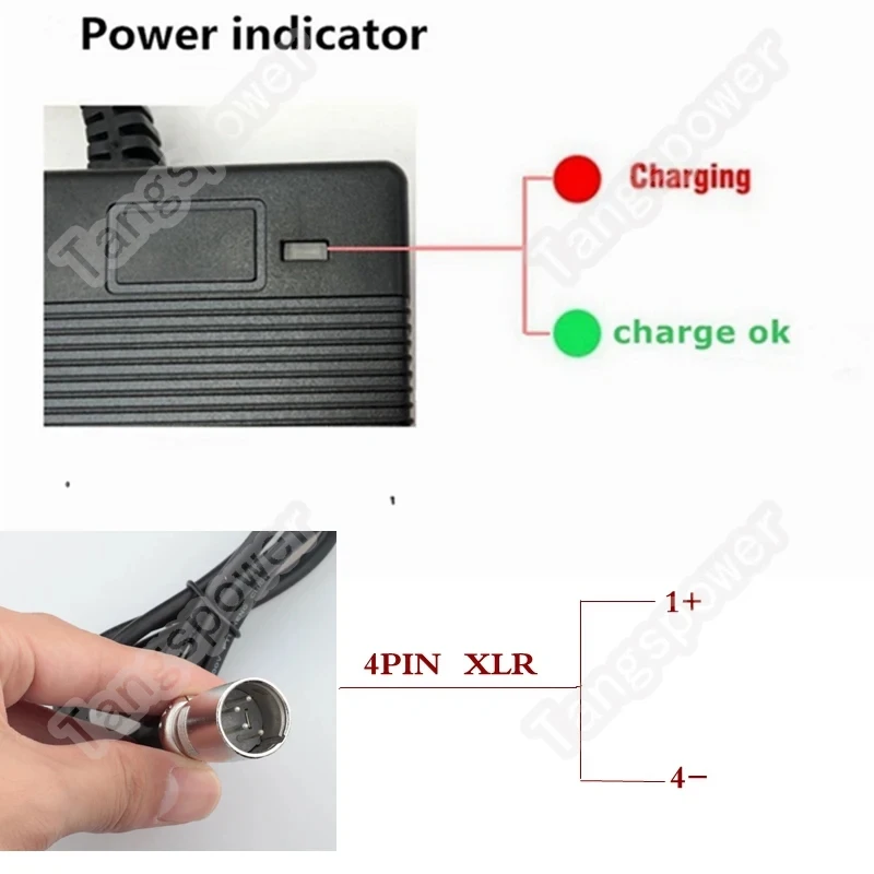 Battery Charger Adapter 29.4V 3A charger for 24V 25.2V 25.9V 29.4V lithium battery pack charger connector XLR