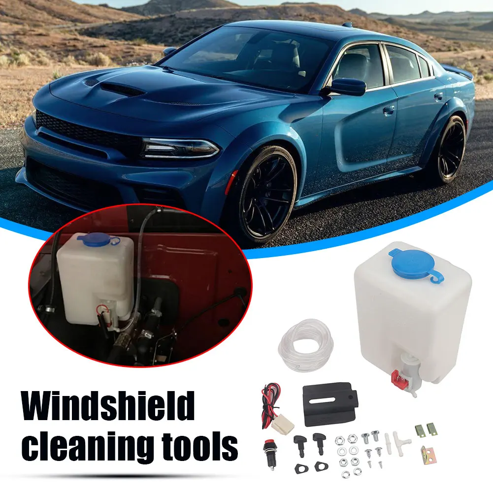 1.5L Universal Car Windshield Washer Bottle 12V Windscreen Washer Pump Fluid Tank Reservoir Nozzle Sprayer Kit Car Accessories windshield washer kit