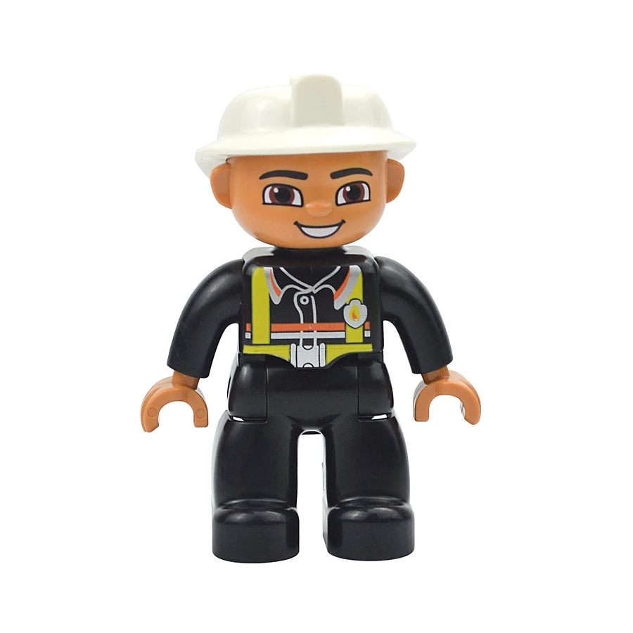 Jumbo Building Block Character Set - Farmer, Pirate, Worker, Doctor & Policeman Figures