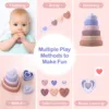 TYRY.HU 6pcs Baby Silicone Building Block Infant Montessori Cartoon Heart Shaped Stacking Soft Block Kids Silicone Teething Toys 3
