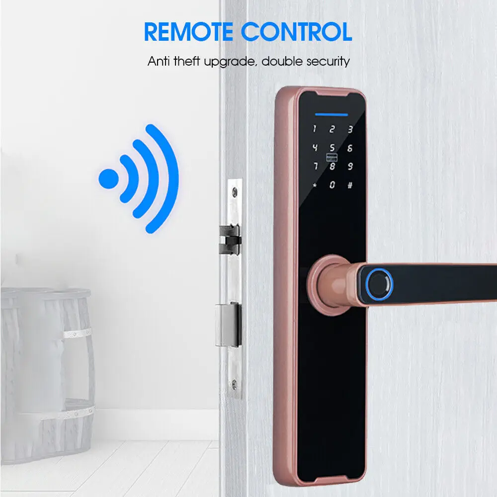 Cerradura de puerta inteligente Digital para el hogar, dispositivo  electrónico con contraseña, tarjeta de llave, Huella Digital, Bluetooth,  desbloqueo remoto, antielectromagnético - AliExpress