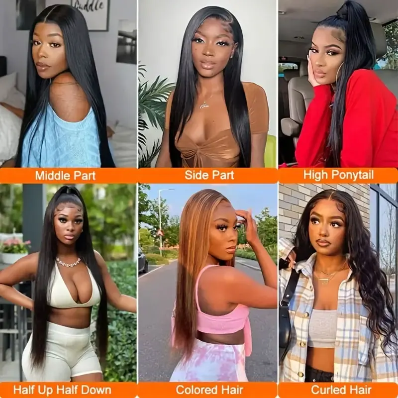 Transparent Straight Lace Frontal Wig 13x4 Lace Front Human Hair Wig PrePlucked Bone Straight Human Hair For Black Women