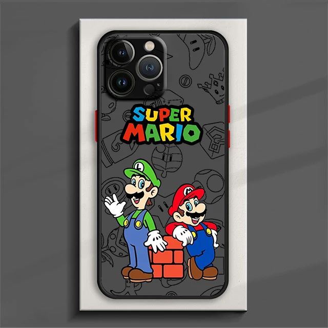 Super Mario Bros Art Phone Case For iPhone 15 14 13 12 11 Pro Max mini XS Max XR X 8 Plus SE Frosted Translucent Cover
