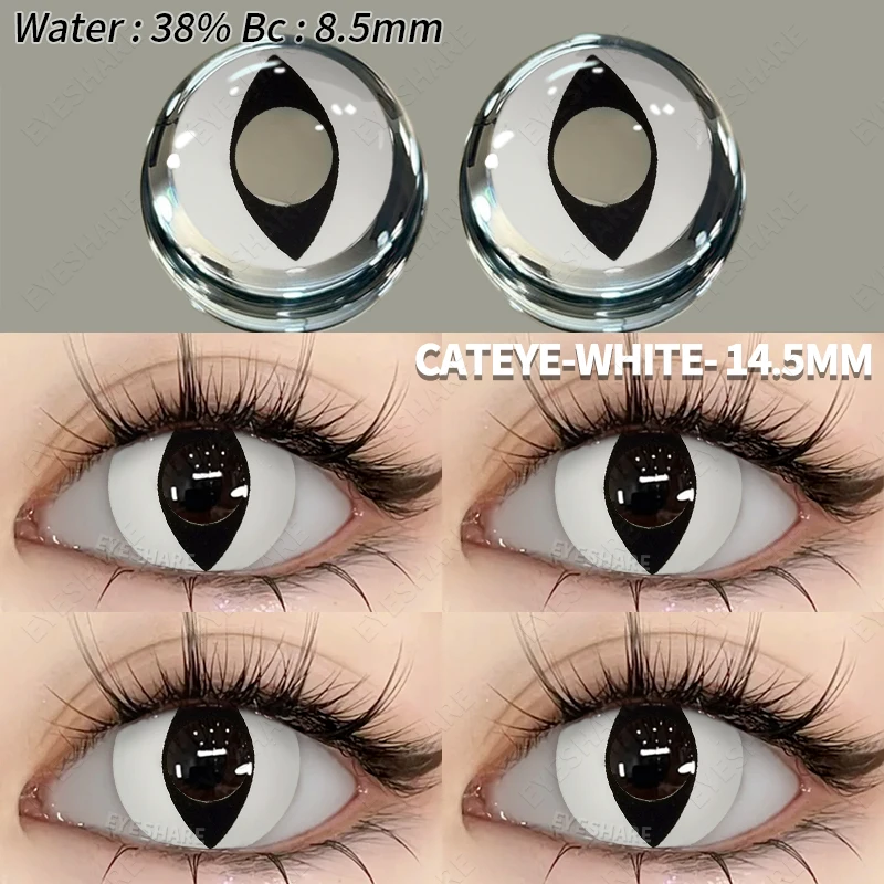 EYESHARE 1 Paar Halloween-Farbkontaktlinsen für Augen, rote Cosplay-Augenlinse, weiße, mehrfarbige Linsen, jährliche schwarze Linsen – Detail 6