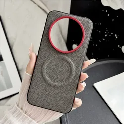 Luxury Magnetic Lychee Pattern PU Leather Non - Slip Cover with Metal Camera Frame for Honor X80 Pro Max (Grey)