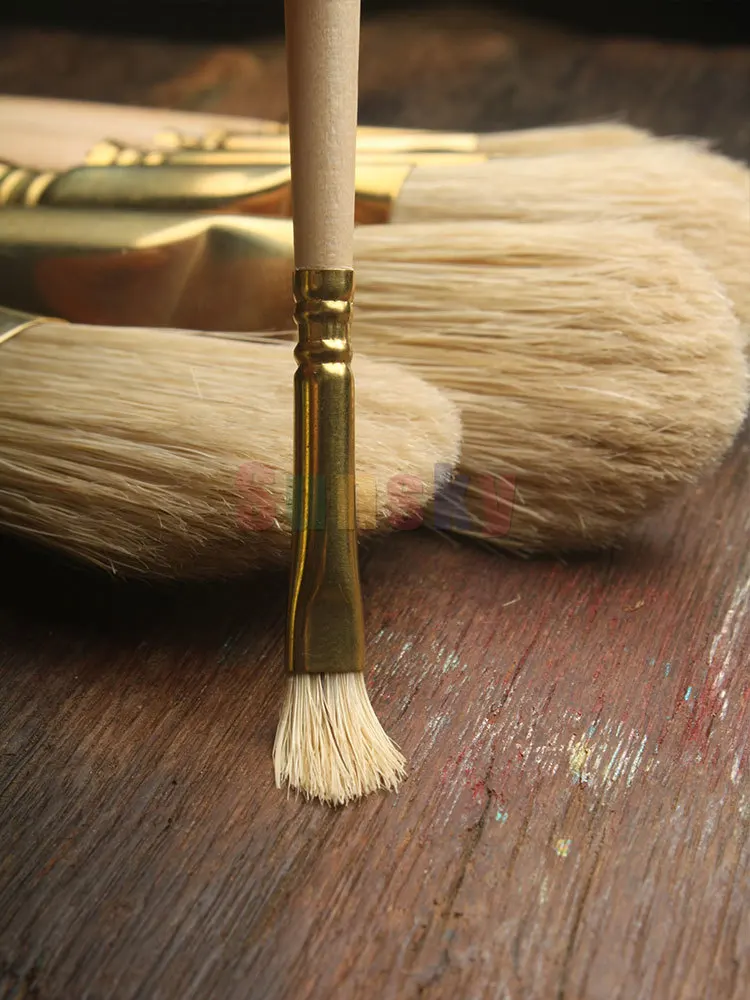 ESCODA Paint Brushes - Thick Natural Bristle, Long Handle, Half Round Cat  Tongue Oil Acrylic Painting Brush 7040 - AliExpress