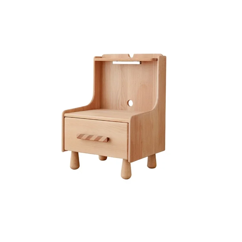 Toast bedside table Children's solid wood beech creative small magnetic sensor light Bedroom locker