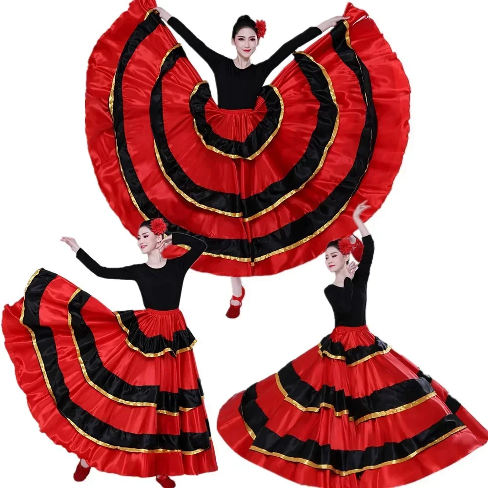 Spanish Swing Skirt Adult Female Dance Performance Costume women flamenco dresses kids flamenco skirt