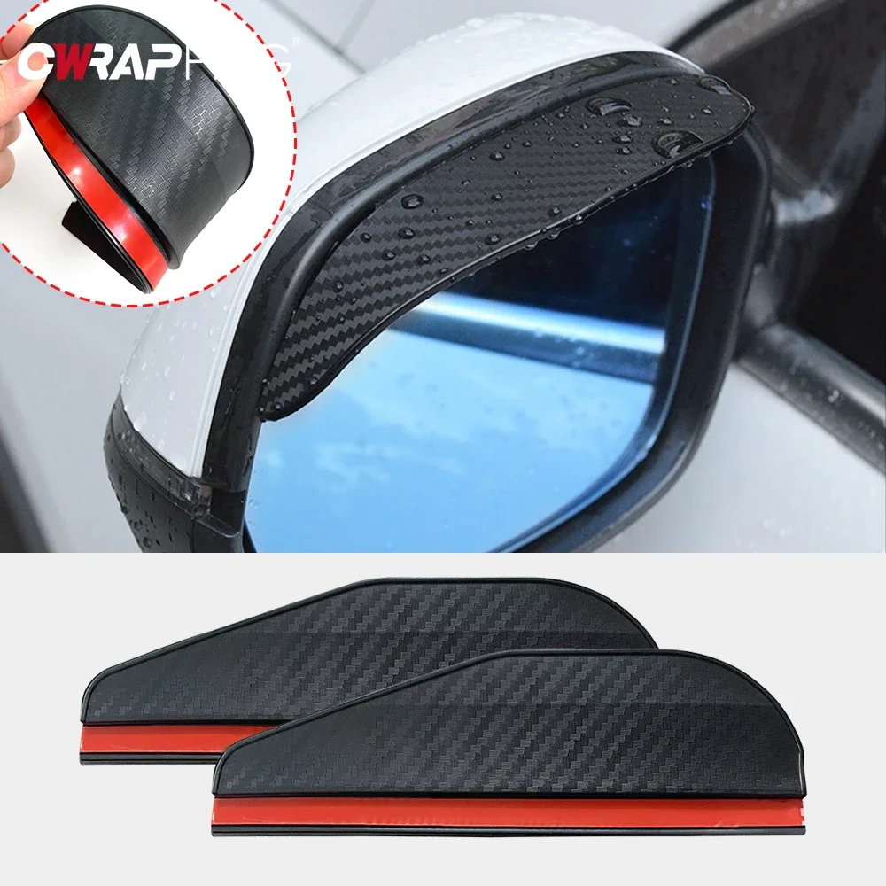 Mirror Cover 2Pcs Universal Car Rearview Mirror Rain Cover Carbon Fiber Side Mirror Protector Waterproof Shield