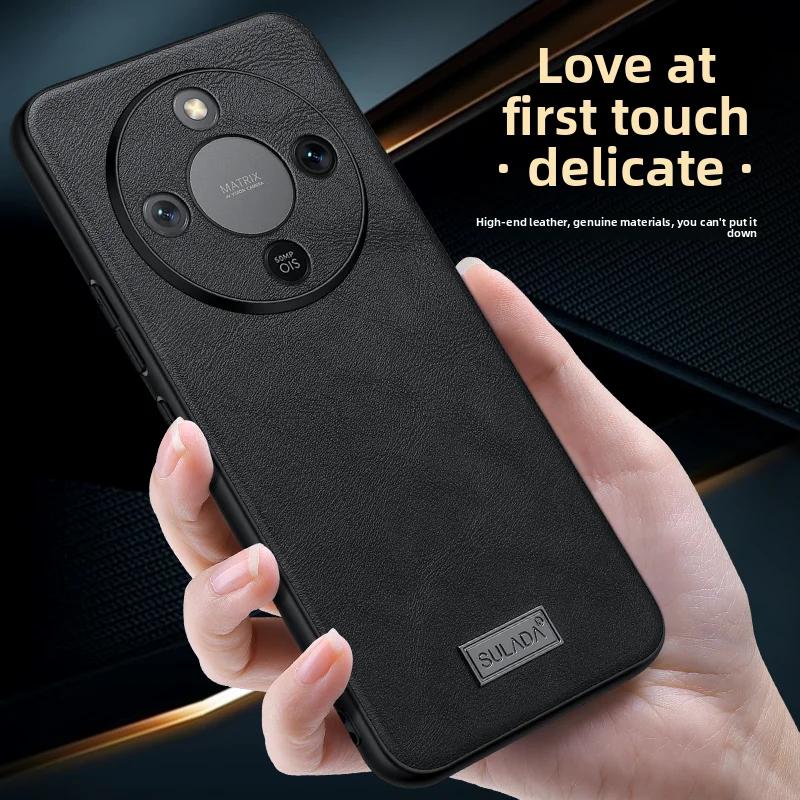High-End Cowhide Grain Leather Anti-Fall Case - Shockproof Full Cover